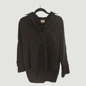 Aritzia Wilfred Free Boyfriend Linen Shirt Size XS Black